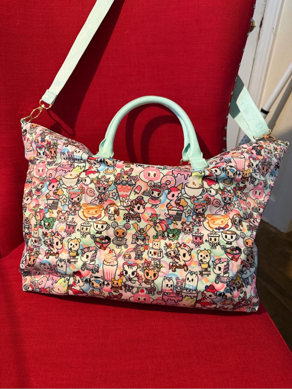 tokidoki sweet cafe print Character Print Tote with Mint Handles